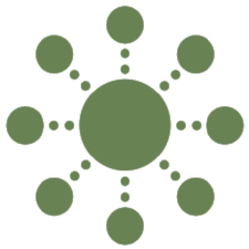 A center circle is connected to an outer ring of other circles